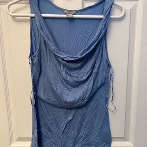 Blue Sleeveless Drape Neck Top